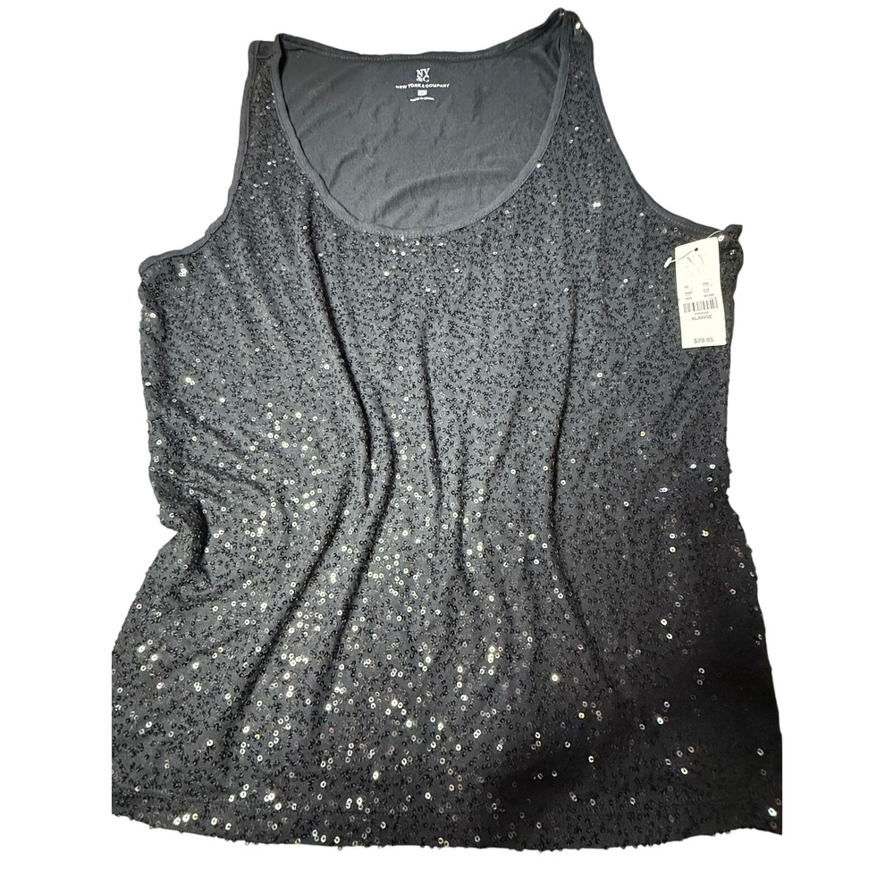 NY&C Sequin Tank Top‎ Sleeveless Sparkly Party Top XLARGE